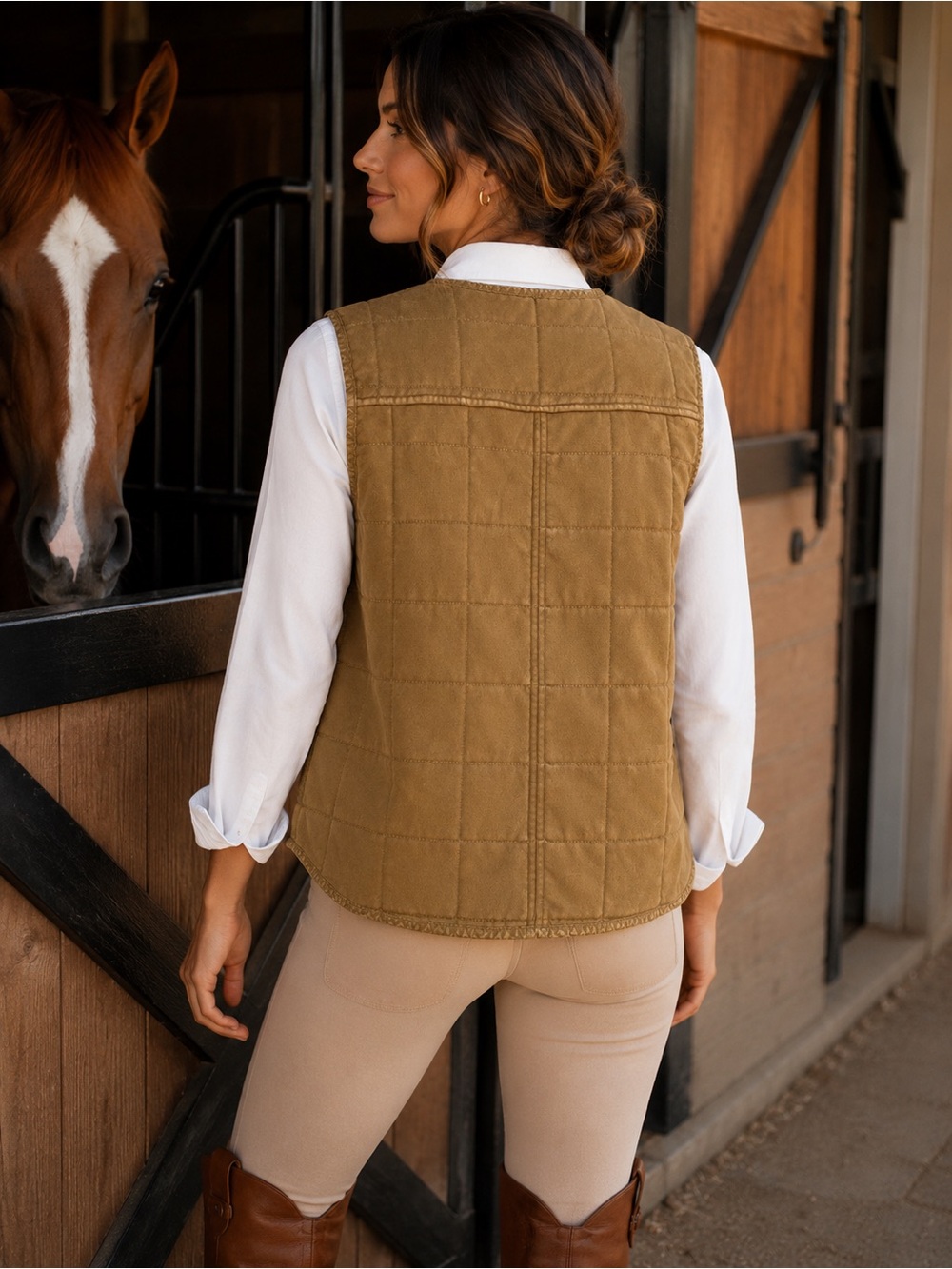 Double Zero Quilted Utility Vest Small Cotton Western Equestrian Farmhouse Cotta - Picture 2 of 7